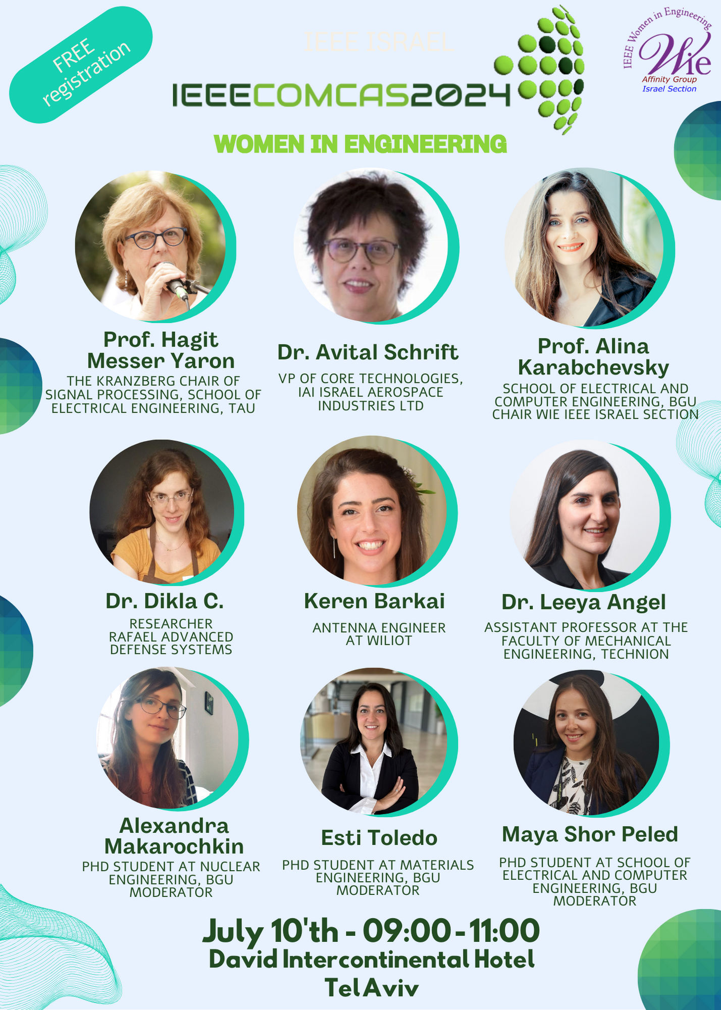 Free Registration - Women In Engineering - July 10th 09:00-11:00 David Intercontinental Hotel Tel Aviv